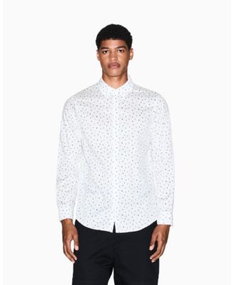Men's Allover Letter Logo Satin Woven Shirt