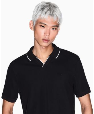 Men's Johnny Collar Pique with Collar Tipping Polo Shirt