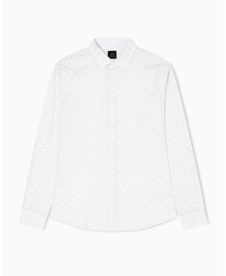 Men's Long Sleeve Poplin Allover Logo Woven Shirt