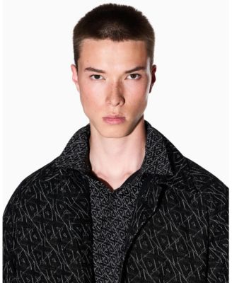 Men's Long Sleeve Poplin Allover Logo Woven Shirt