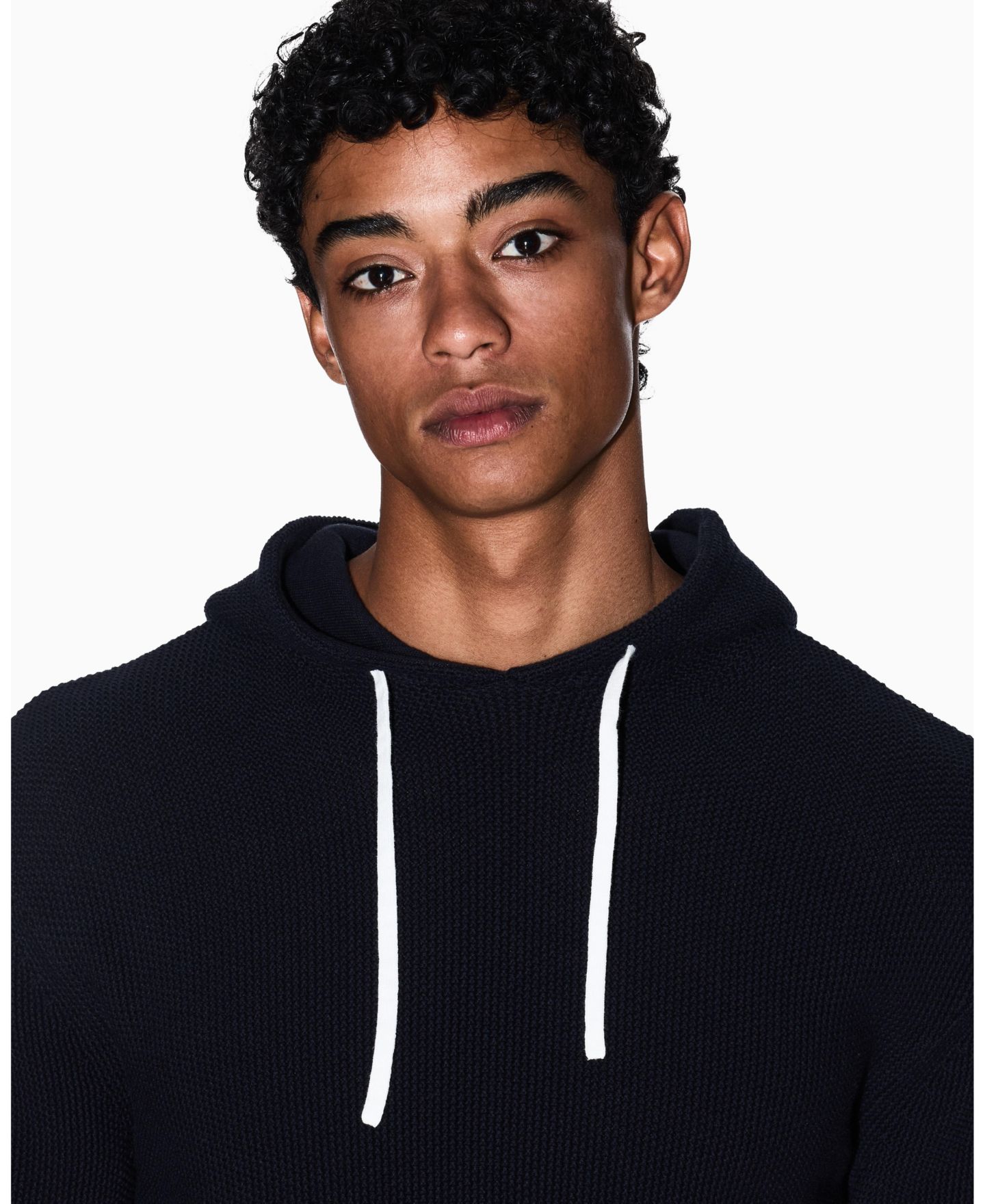 Мужское худи A|X Armani Exchange Waffle Knit, цвет: Глубокий тёмно-синий — фото 4