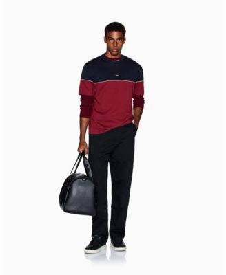 Men's Color Block Embroidered Center Logo T-Shirt