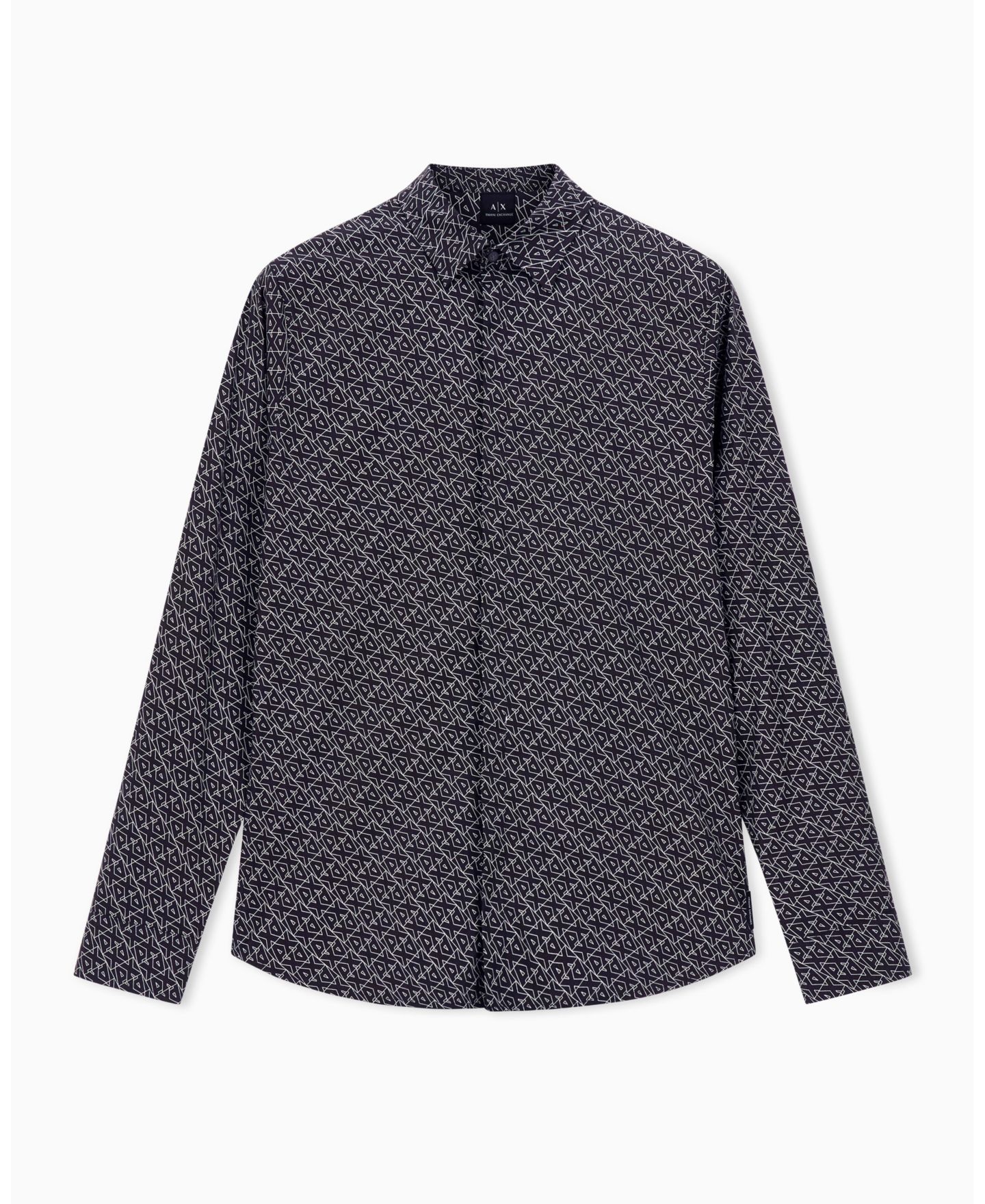 Мужская рубашка A|X Armani Exchange Long Sleeve Poplin Allover Logo Woven, цвет: Чёрный — фото 24