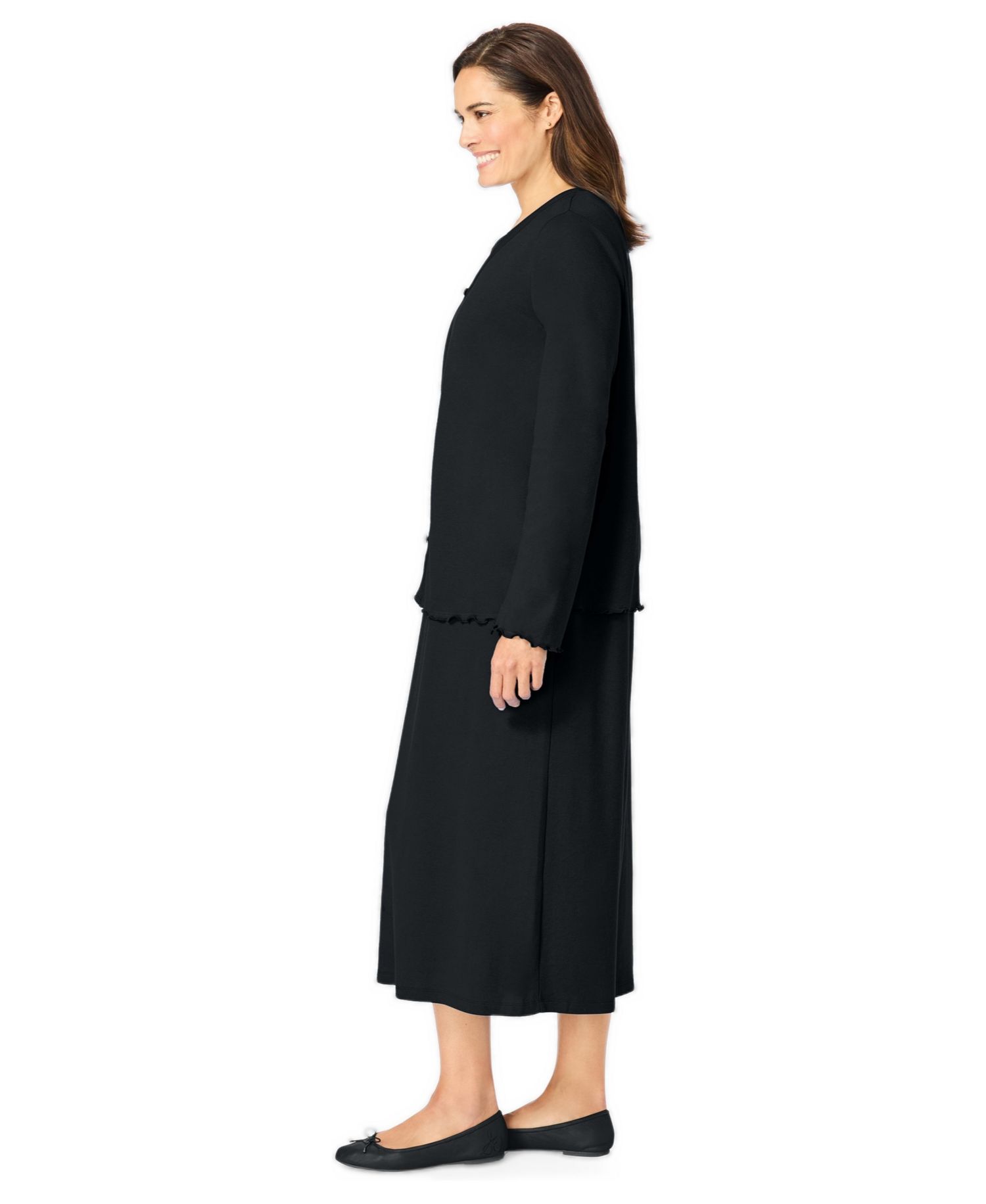 Plus Size Lettuce Trim Knit Jacket Dress
