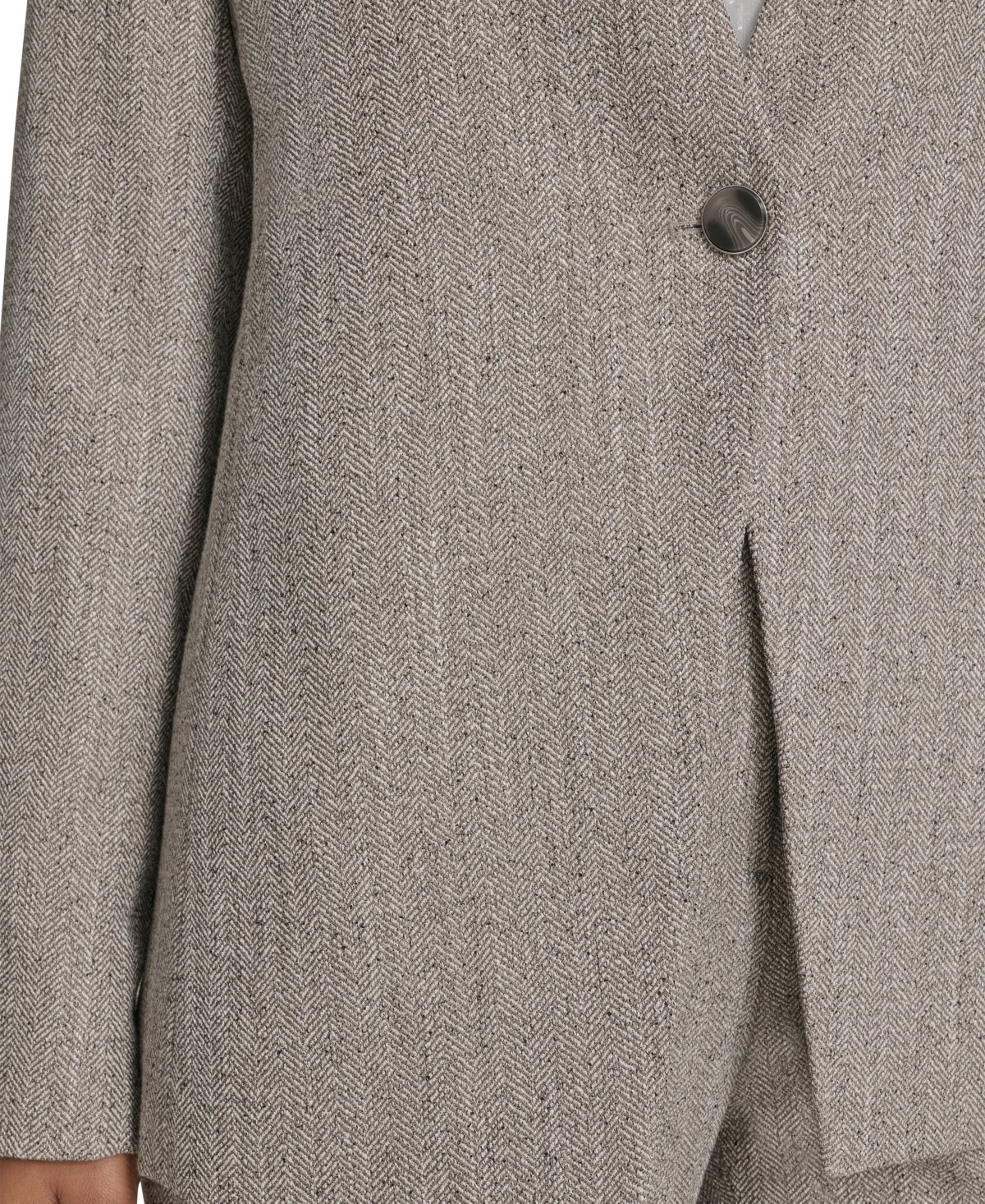 Calvin Klein Petite Novelty One Button Jacket In Gray