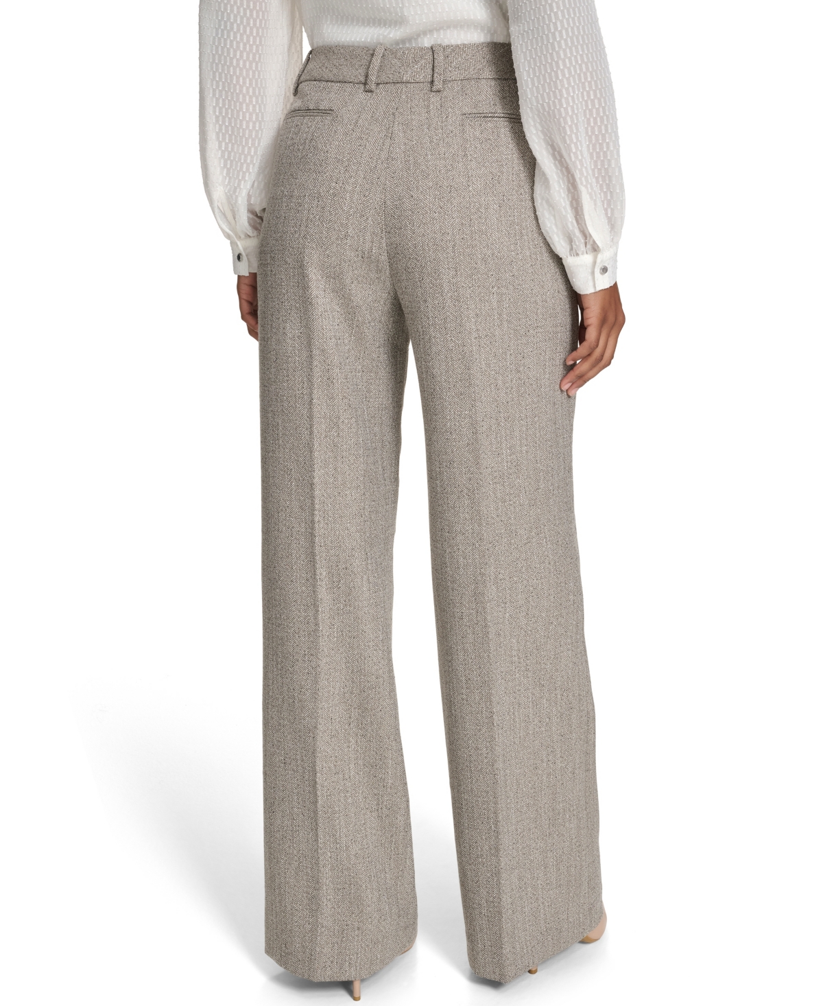 Calvin Klein Women's Novelty Pleated Wide Leg Pants In Gray