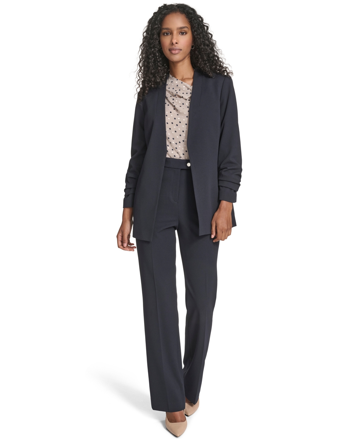 Calvin Klein Women's Scuba Crepe Long Sleeve Jacket In Blue