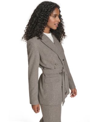 Women's Notch Collar Double Breasted Belted Jacket