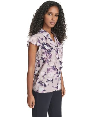 Women's Printed Ruffle Detail Top