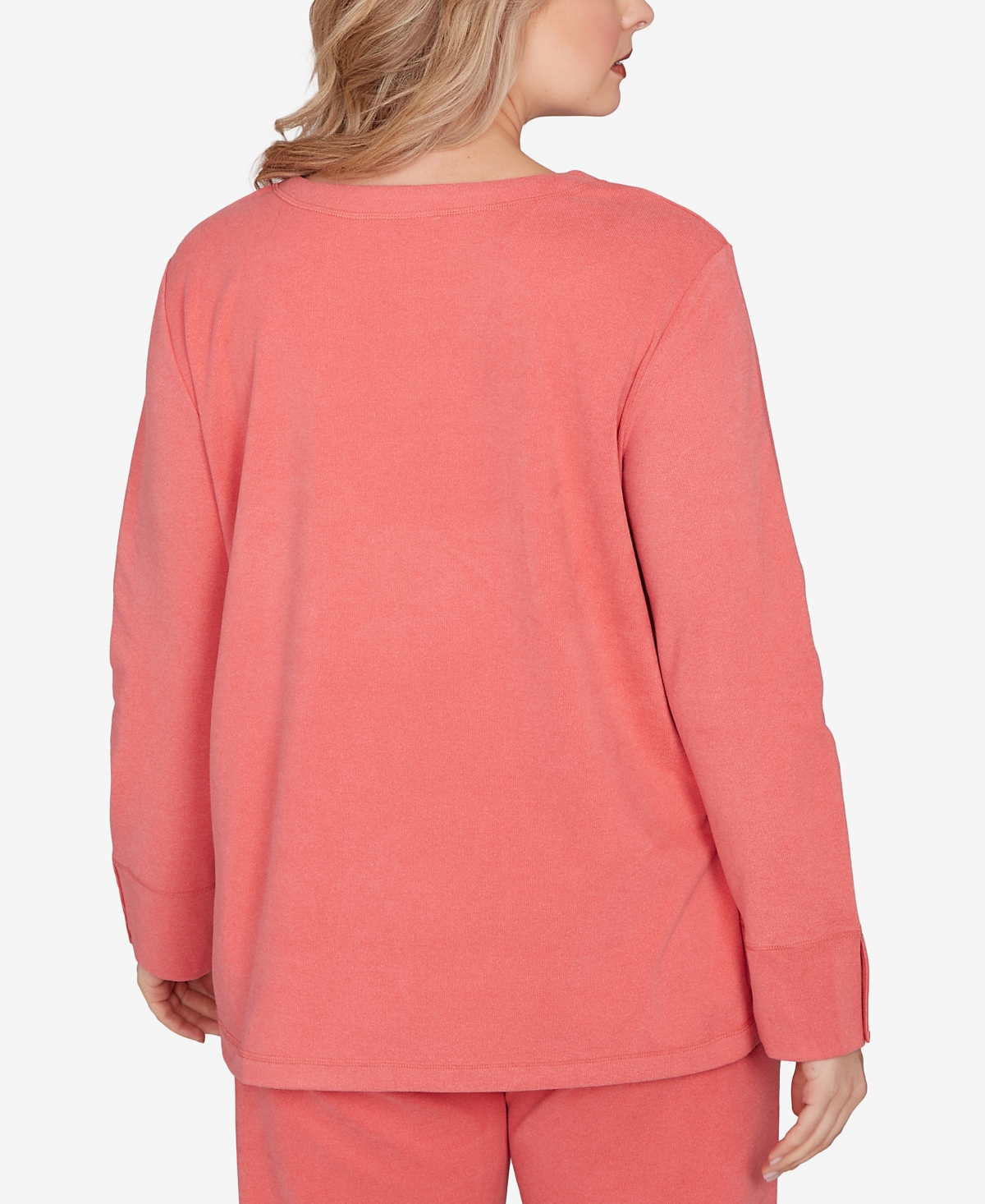 Ruby Rd. Plus Luxe Rib V-Neck Button Accent Knit Top