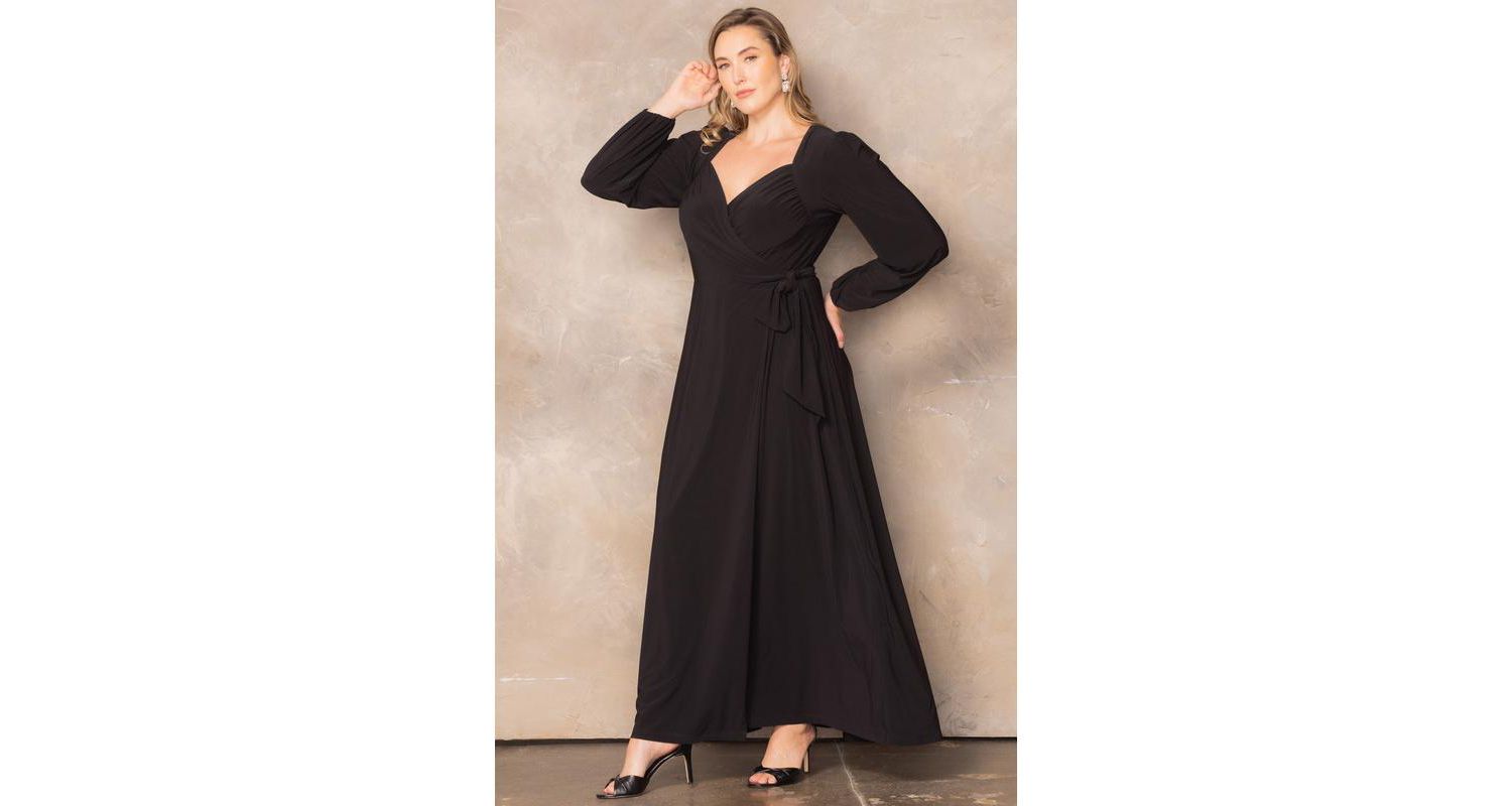Women's Plus Size Modern Muse Long Sleeve Wrap Gown