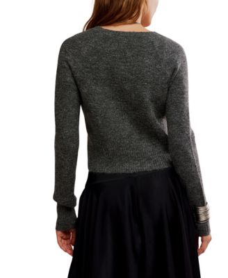 Women's V-Neck Cropped Cardigan Sweater