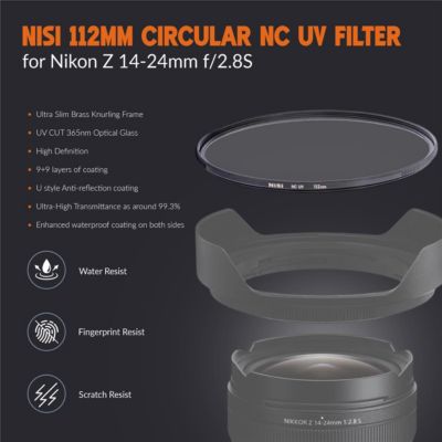 Nikkor Z 14-24mm f/2.8 S Lens Lightweight Compact 200 Camera Backpack Adjustable Flexible Lens Shade For Any SLR Lens NC UV Filter