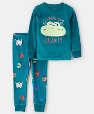 Carter's - Boys Toddler 2T-5T 2-Piece Monster Snug Fit Long-Sleeve Top and Pants Pajama Set