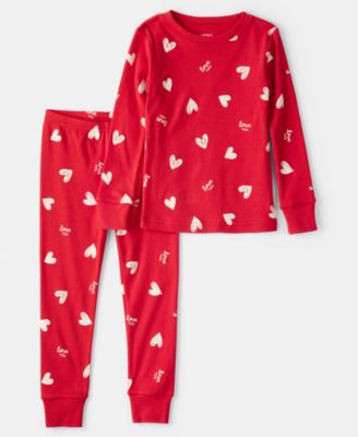 Carter's - Girls Toddler 2T-5T 2-Piece Valentine's Day Heart Long-Sleeve Top and Pants Pajama Set