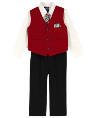 Nautica - Baby Boys 4-Piece Holiday Velvet Duo Vest Set