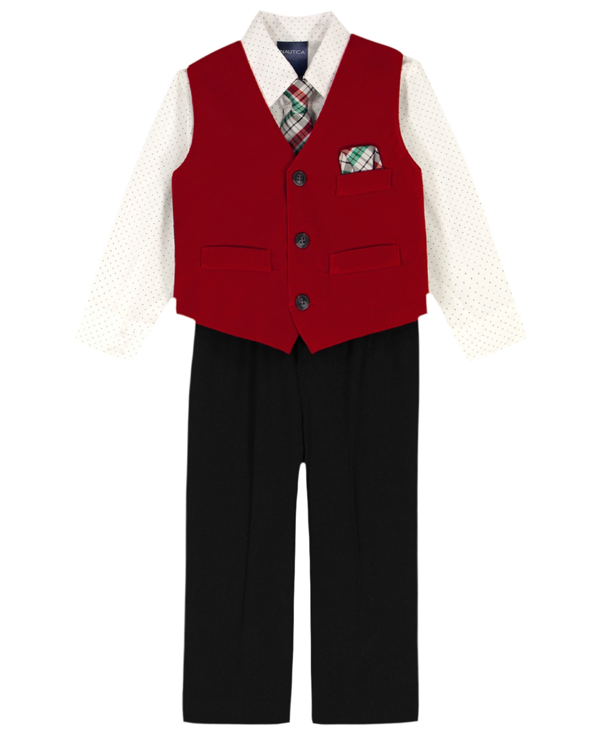 Nautica Baby Boys 4-piece Holiday Velvet Duo Vest Set In Multi