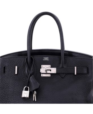 Birkin 30 Handbag Black Clemence with Palladium Hardware