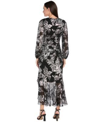 Women's Printed Ruffle Detail Maxi Dress