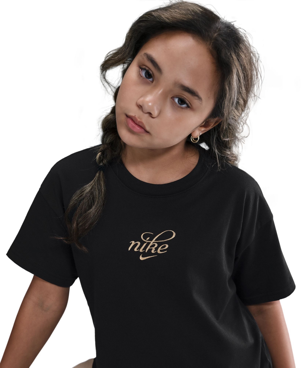 Nike Girls 7-16 Sportswear Loose Fit Short-sleeve T-shirt In Black