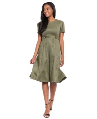 London Times - Women's Crewneck Fit and Flare Dress