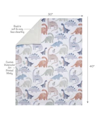 Dino-Might Ultra-Soft Fleece Watercolor Dinosaur Baby Blanket