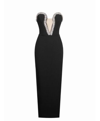 Women's Ivanna Black Crystal Embellished Maxi Dress