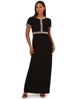 Adrianna Papell - Women's Crewneck Embellished Ankle Dress
