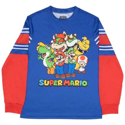 Super Big Boys Luigi and Bowser 2 Piece Long Sleeve T-Shirt and Jogger Pants Set