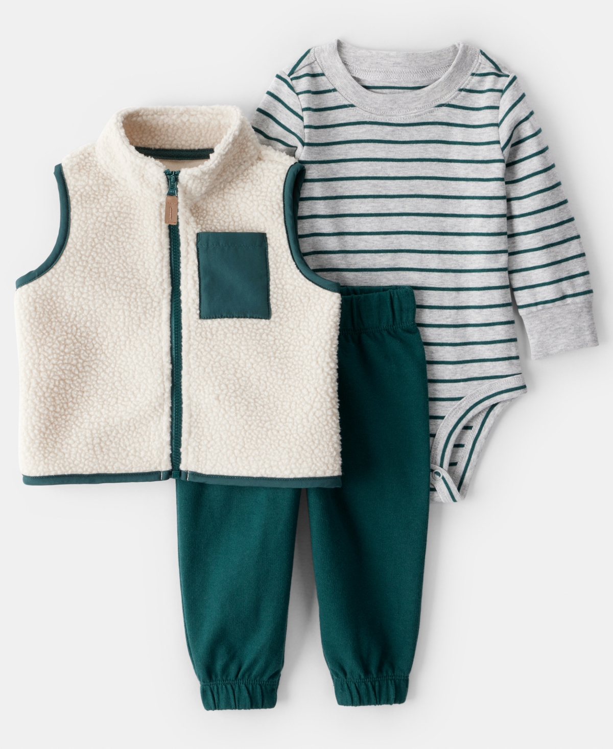 Carter's Baby Boys 3-piece Sleeveless Vest, Bodysuit And Pants Set In Multi