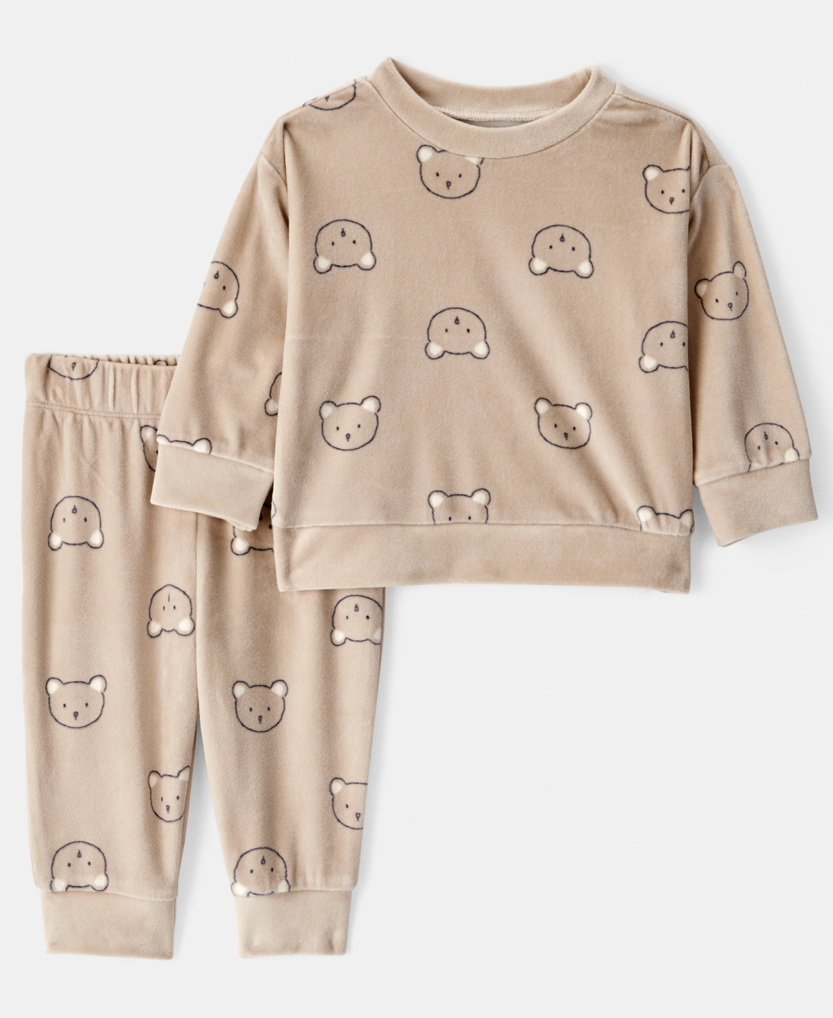 Carter's Baby Boys 2-piece Bear Print Sweatshirt And Pants Set In Neutral