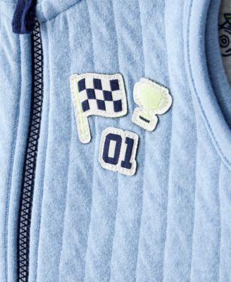 Baby Boys' Race Car Quilted Sleeveless Vest, Bodysuit and Pants, 3-Piece Set