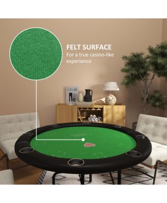 Poker Table Foldable 47" Round Card Table for 8 Players,