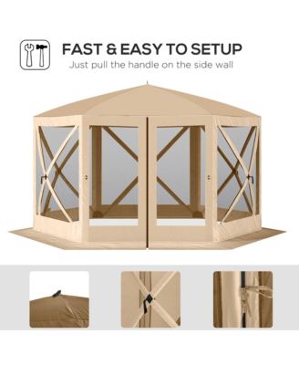 Hexagon Pop Up Party Tent Gazebo w/ Netting, 12' x 12',