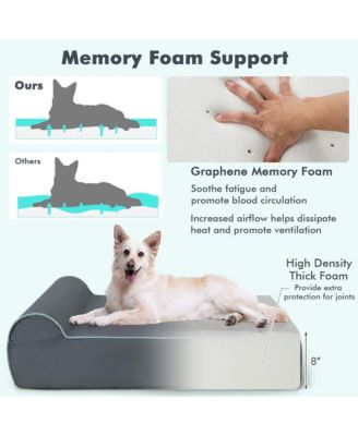 Memory Foam Orthopedic Dog Bed for Large Dogs w/ Headrest & Washable Cover