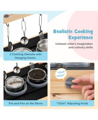 Mud Kitchen Playset Outdoor Kids Pretend Play Kitchen w/2 Removable Sinks Faucet