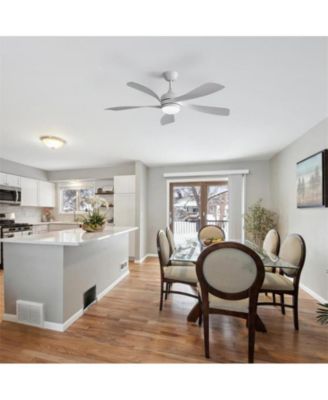 52-inch Modern Downrod Indoor ABS 5 Blades LED Light with Remote Control Support Six Speed Ajustable Ceiling Fan