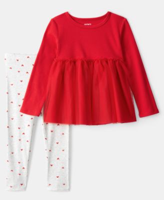 Carter's - Girls Toddler 2T-5T Valentine's Day Long-Sleeve T-Shirt and Leggings, 2-Piece Set