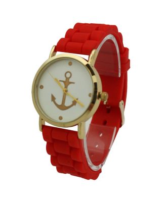 Red Anchor Emblem Silicone Band Watch