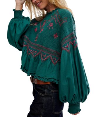 Women's Holly Crewneck Geometric Embroidered Top