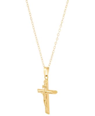 Children's Crucifix Cross Pendant Necklace in 14K Yellow Gold