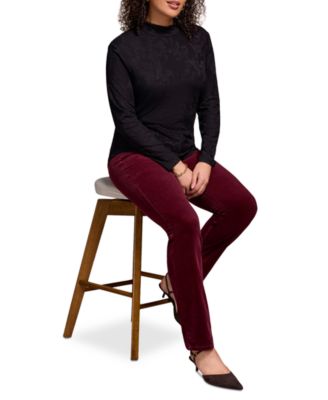 Women's Jacquard Knit Long Sleeve Mock Neck Top