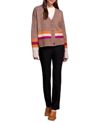 Women's Stripe Long Sleeve Cardigan Sweater