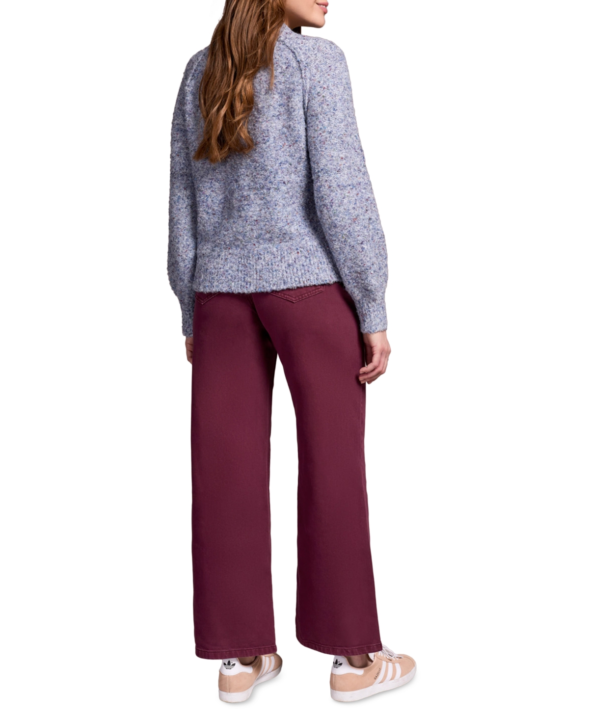 Tribal Women's Boucle Long Sleeve Crew Neck Sweater In Green