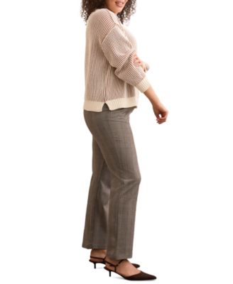 Women's Plaited Chenille Crew Neck Ribbed Sweater