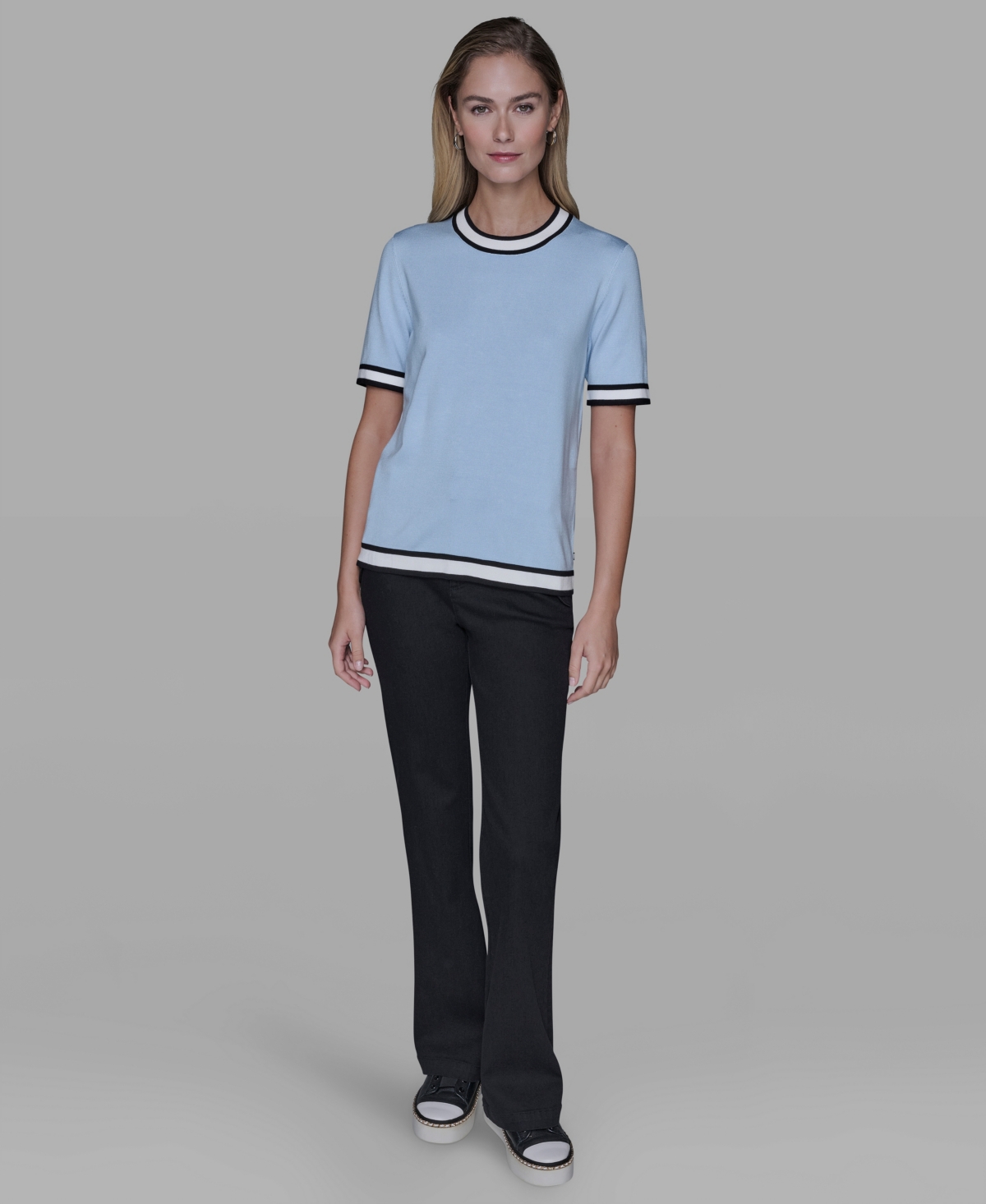 Karl Lagerfeld Women's Short-sleeve Sweater In Blue