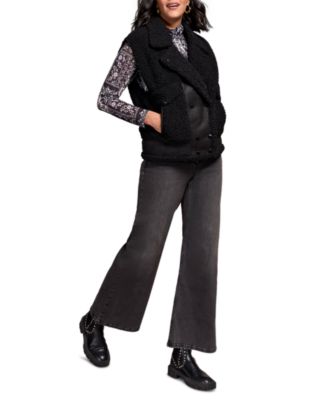 Women's Collared Sleeveless Sherpa Vest