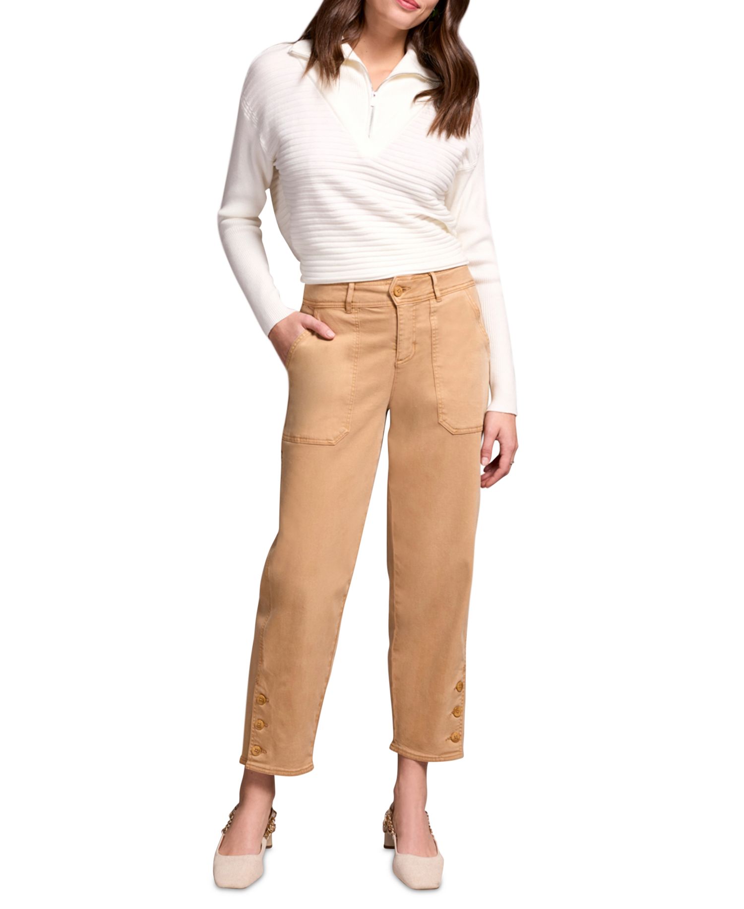 Women's Stretch Twill Barrel Leg Ankle Pants