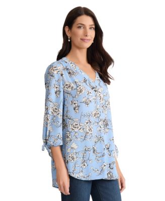 Women's V-Neck Blouse with Tie Top