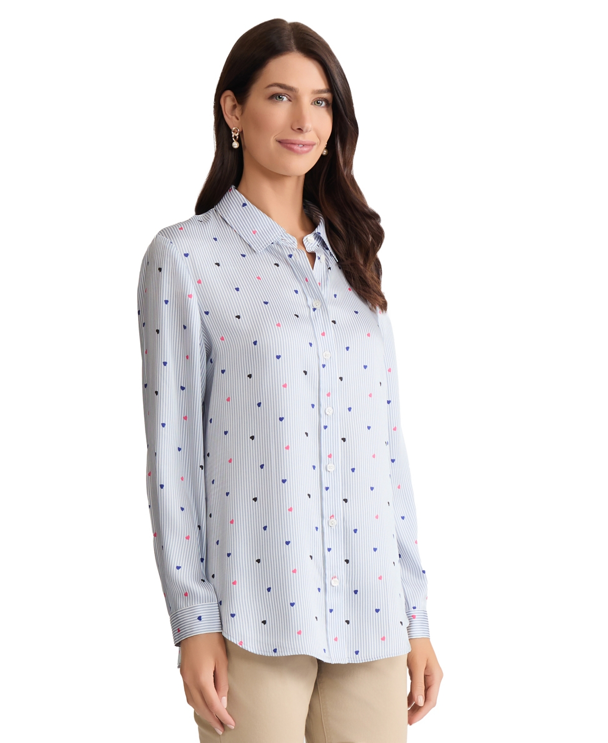 Jones New York Women's Long-sleeve Button Top In Multi